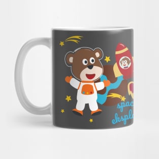 Space bear or astronaut in a space suit with cartoon style Mug